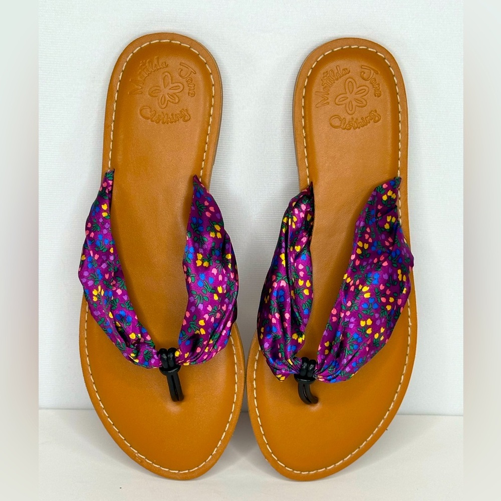 Matilda Jane Brilliant Daydream Toes In The Sand Sandals Flip Flops Purple Sz 7